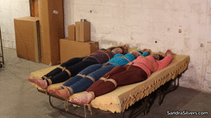 pleasetiemeup.com - 2598 Sandra, Caroliine & Lisa Sweater-Bound Escape Attempt! thumbnail